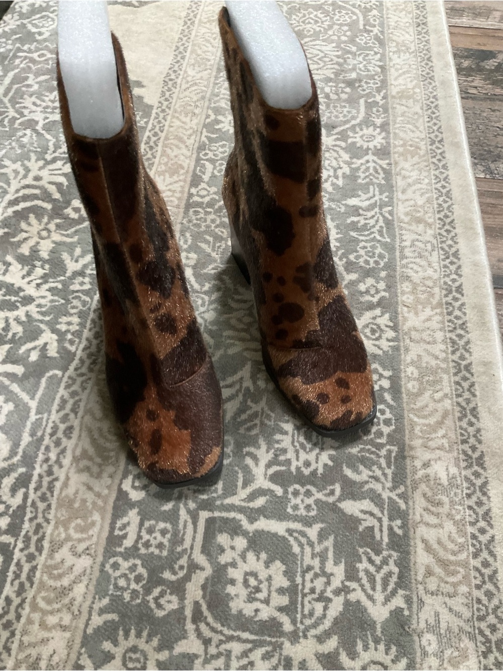 Pierre Dumas Leopard Print Ankle Boots - Brown 6.5